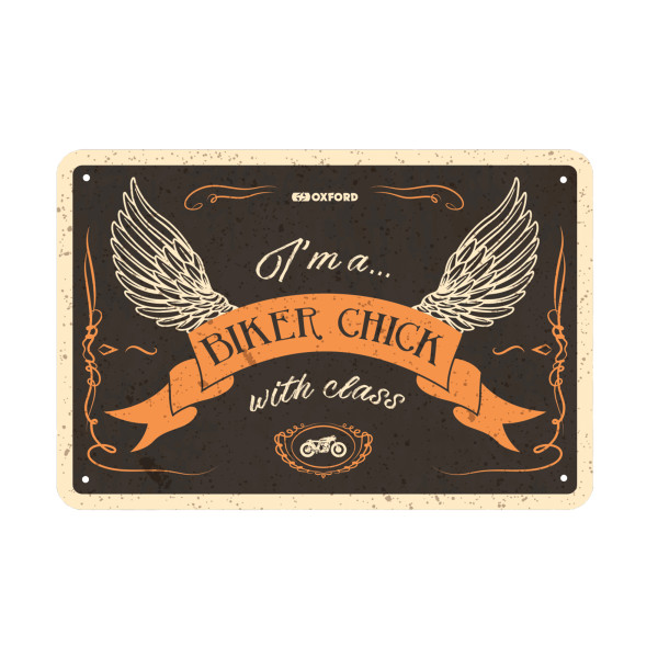 Oxford Oxford Garage Metal Sign BIKER CHICK WITH CLASS